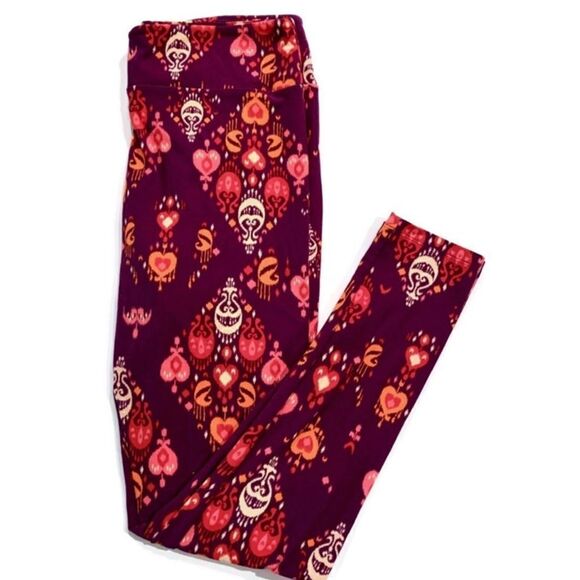 LuLaRoe Pink Purple Patterned Leggings Sz 20 - Picture 1 of 5